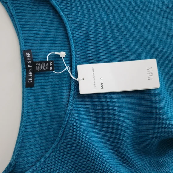 New Eileen Fisher Merino Wool Ribbed Knit Long Sleeve Boxy Pullover Sweater - Picture 7 of 10